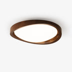 Veda | Candeeiro de Teto Flush | Efeito Madeira, Luz Tri-Cor | Tecido Moderno