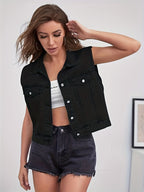 Maren | Mulher Colete Jeans com Bolsos Abas