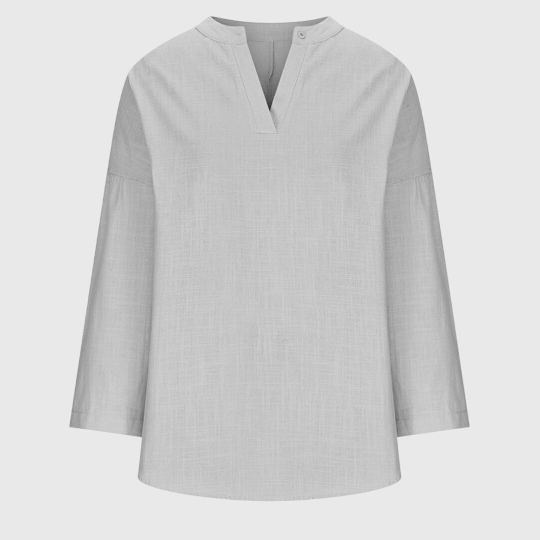 Valentina | Camisa Feminina Fluida Gola Redonda Manga Longa