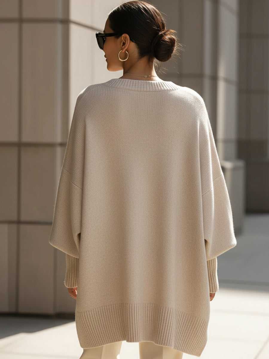 Mulher Camisola Oversize Relaxed Fit Gola Redonda