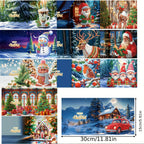 Neela | Kit de Cartões de Natal com Diamond Painting | 12 Unidades, Pai Natal e Animais | DIY Criativo