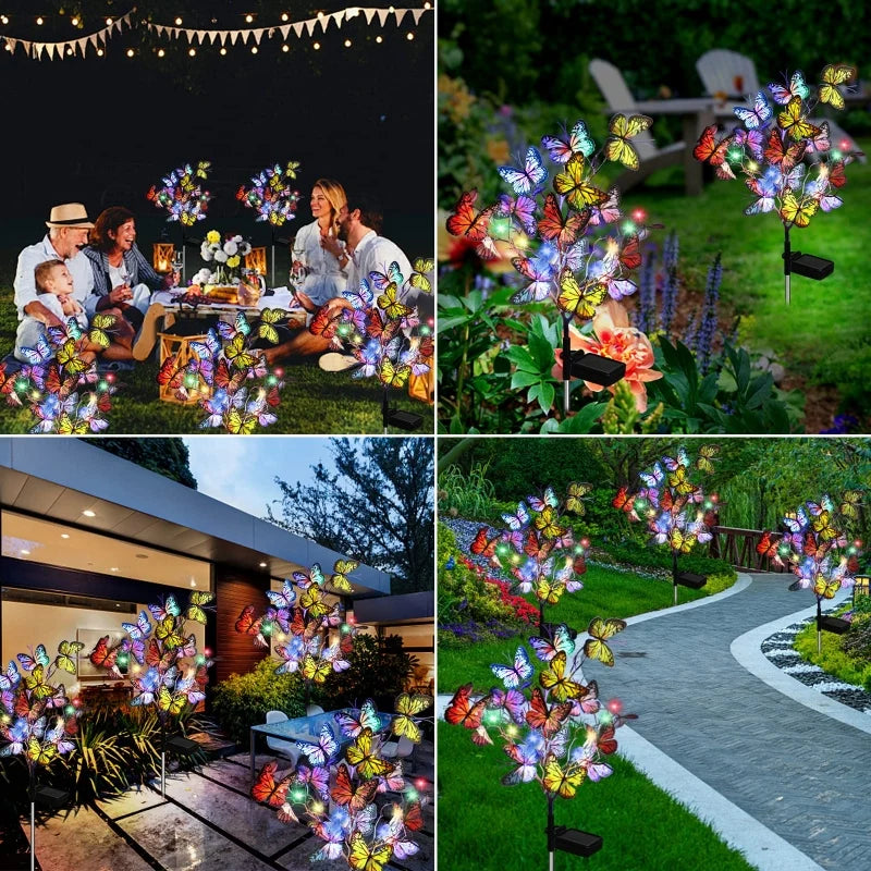 Maren | Luzes Solares de Borboleta para Jardim | 2 Pacotes, 56 LEDs, IP65 | Decoração Externa