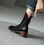 Cora | Mulher Couro Bota Ankle Salto Bloco