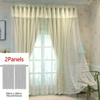 Reva | Cortinas Bordadas Fadas | Filtragem de Luz, Conjunto 2 Painéis | 100% Poliéster, Argolas