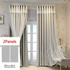 Reva | Cortinas Bordadas Fadas | Filtragem de Luz, Conjunto 2 Painéis | 100% Poliéster, Argolas