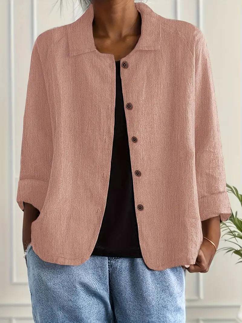 Cardigan Feminino | Algodão e Linho, Tecido Leve | Estilo Camisa, Casual Chic