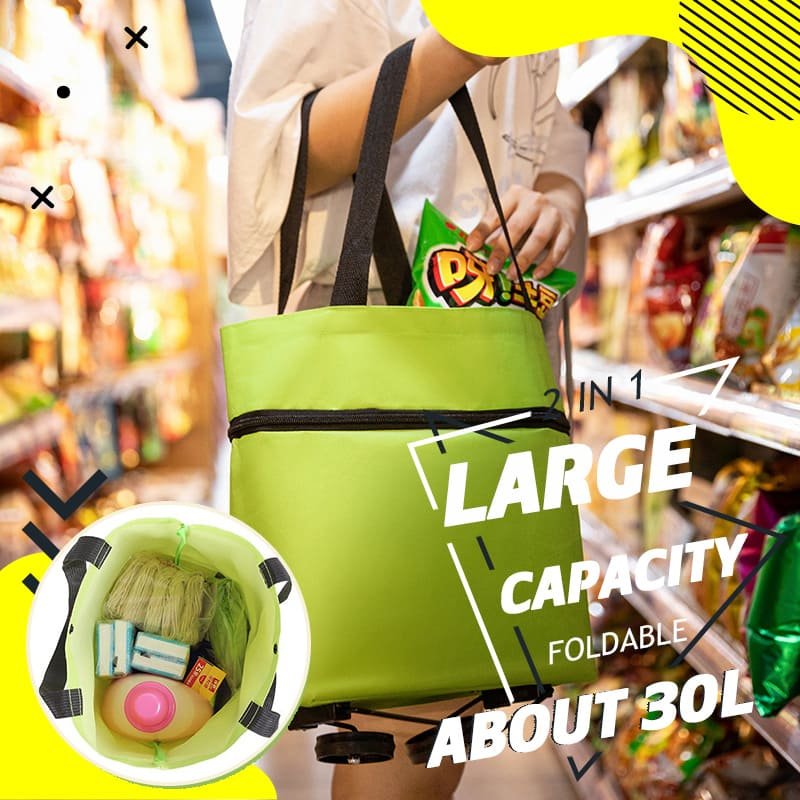 Bolsa de Compras 2 em 1 | Dobrável com Rodas, 30 kg | Giselle