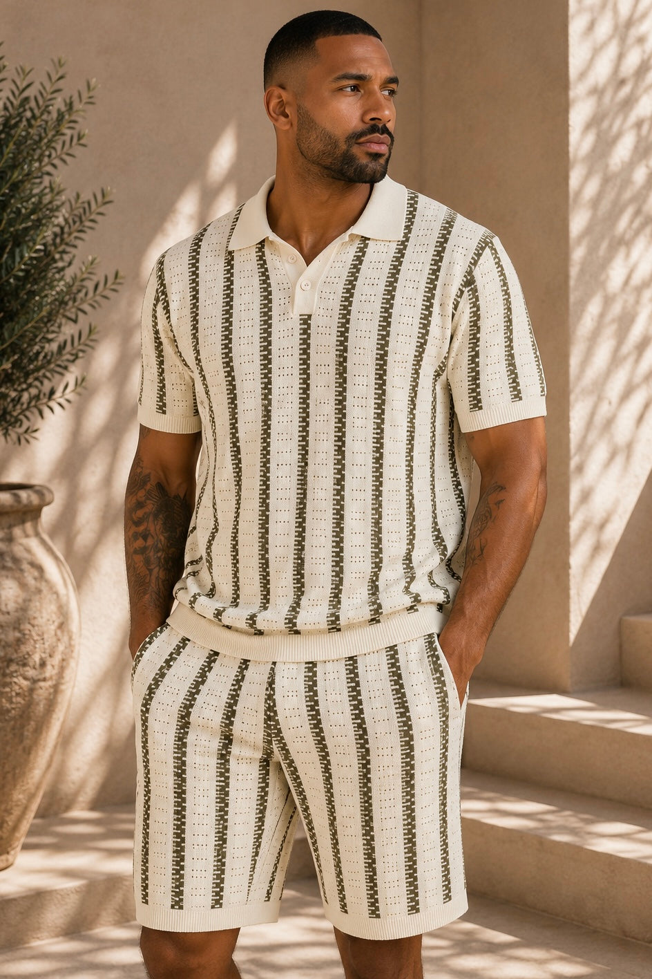 Conjunto de Shorts para Homem | Poló e Calças | Tecido Respirável