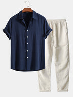 Conjunto Camisa e Calça Masculino | Casual Verão | Confortável Fluido