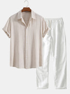 Conjunto Masculino Linho Algodão Camisa e Calça