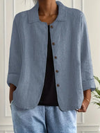 Cardigan Feminino | Algodão e Linho, Tecido Leve | Estilo Camisa, Casual Chic