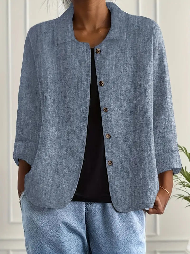 Cardigan Feminino | Algodão e Linho, Tecido Leve | Estilo Camisa, Casual Chic