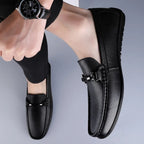 Mocassins em Couro Genuíno | Conforto Ortopédico, Detalhe Metálico | Elowen