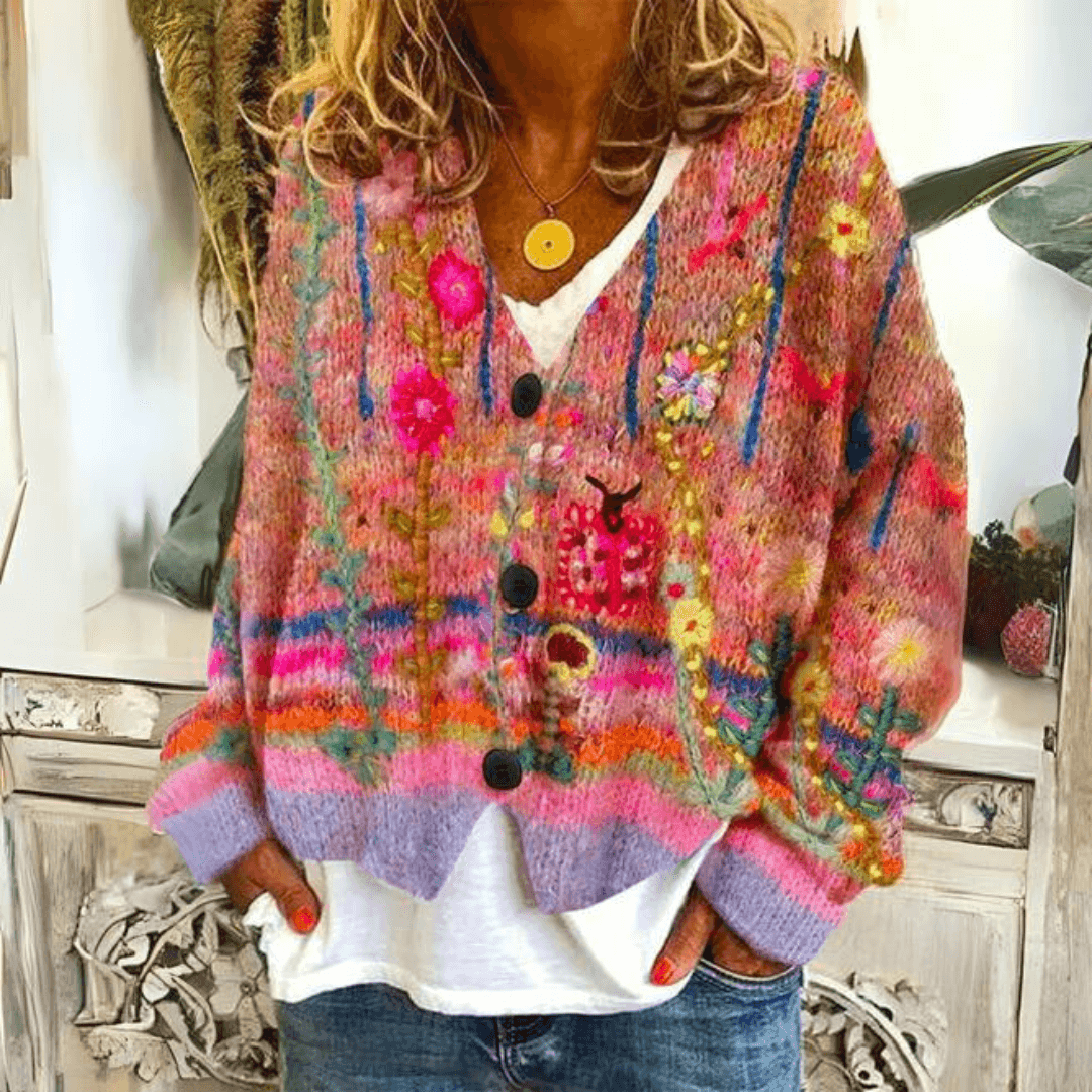 Mulher Cardigan Tricot Caxemira Oversized