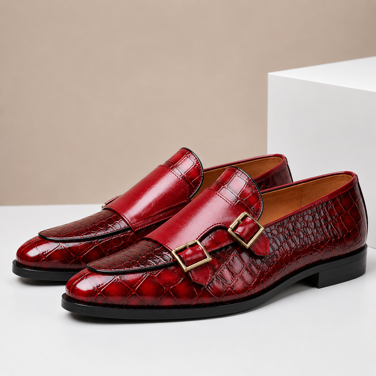 Kaia | Homem Mocassim Couro Double Monk Strap
