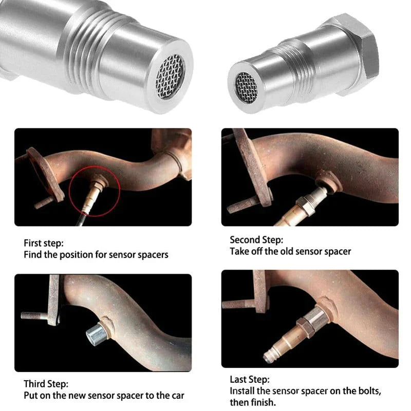 Adaptador Sensor O2 | Elimina Luz Check Engine | M18x1.5, Aço Inox
