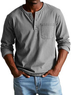 Homem Camisa Henley Manga Longa Relaxada
