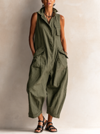 Ottoline | Macacão Feminino Wide Leg Bolsos