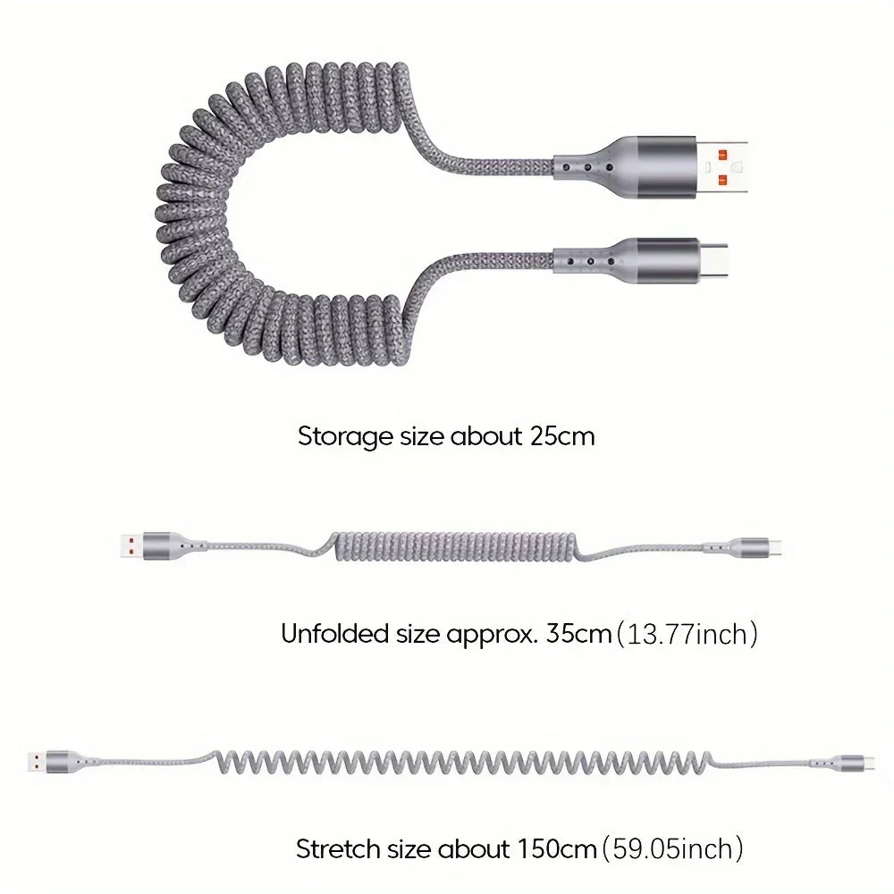 Cabo USB-C 100W | Carregamento Rápido, Design Mola | Soraya