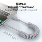 Cabo USB-C 100W | Carregamento Rápido, Design Mola | Soraya
