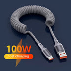 Cabo USB-C 100W | Carregamento Rápido, Design Mola | Soraya