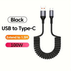 Cabo USB-C 100W | Carregamento Rápido, Design Mola | Soraya