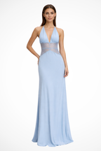 Nova | Vestido Maxi Mulher Halter Costas Nuas Renda