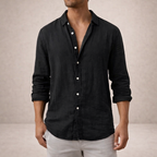 Luna | Homem Camisa de Linho Casual Manga Longa