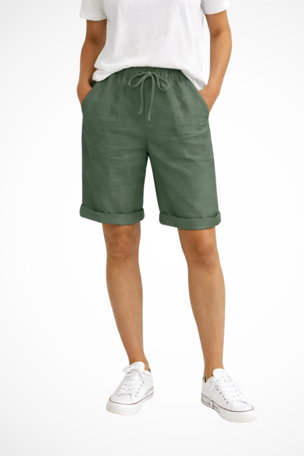 Calças Capri Linho Femininas Relaxed Fit