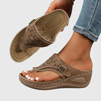 Bea | Sandálias Ortopédicas Femininas Cunha Slip-On Suporte Plantar