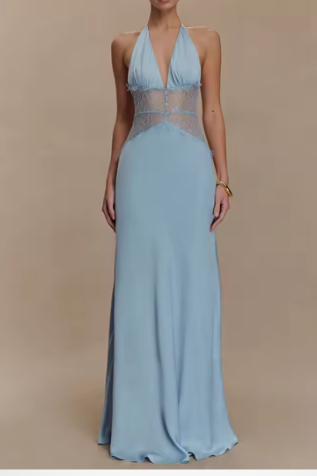 Nova | Vestido Maxi Mulher Halter Costas Nuas Renda