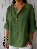 Luna | Blusa Feminina Decote V com Botão