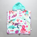 Jade | Poncho de Praia Infantil com Capuz Design Marítimo