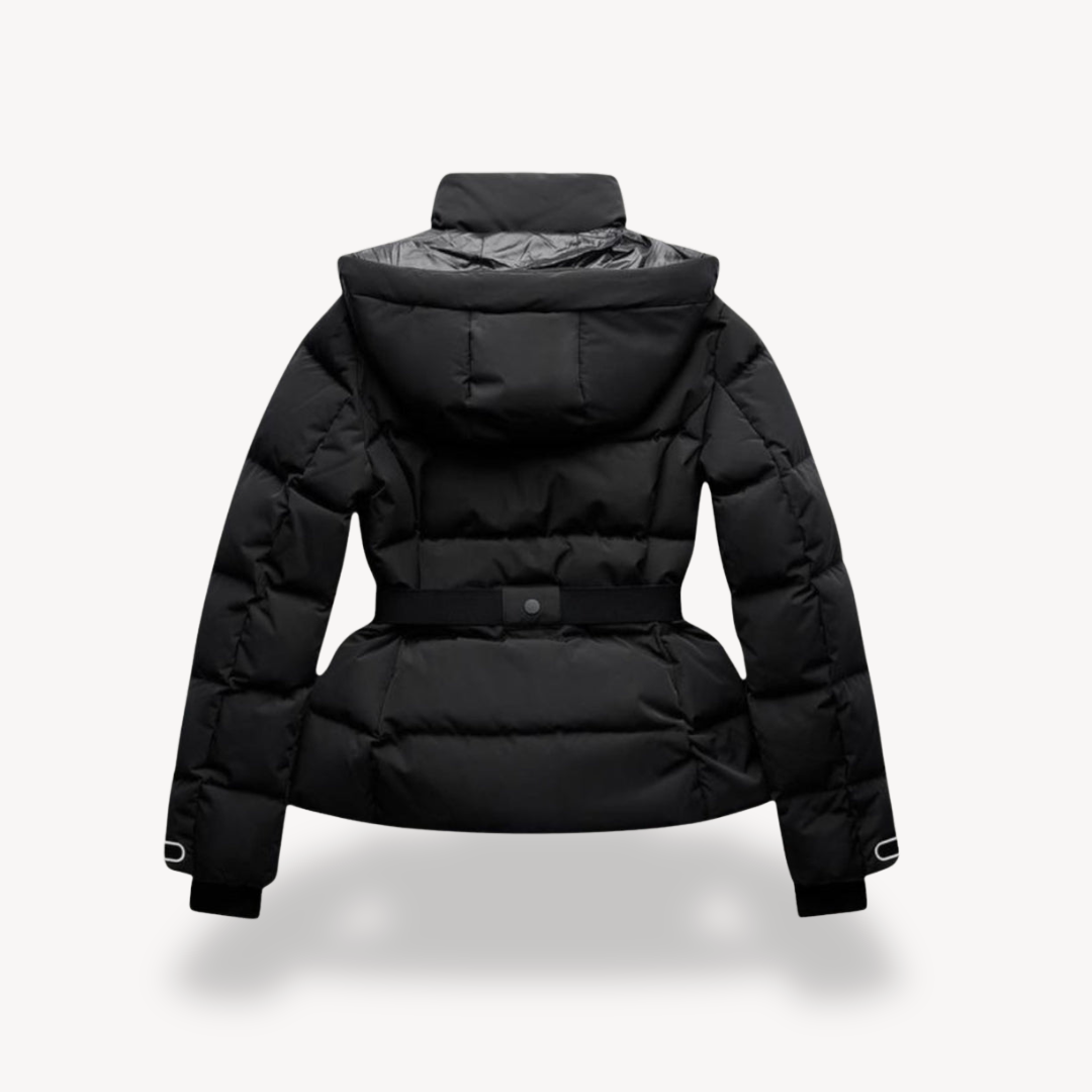 Casaco Puffer Feminino com Cinto Acolchoado com Capuz