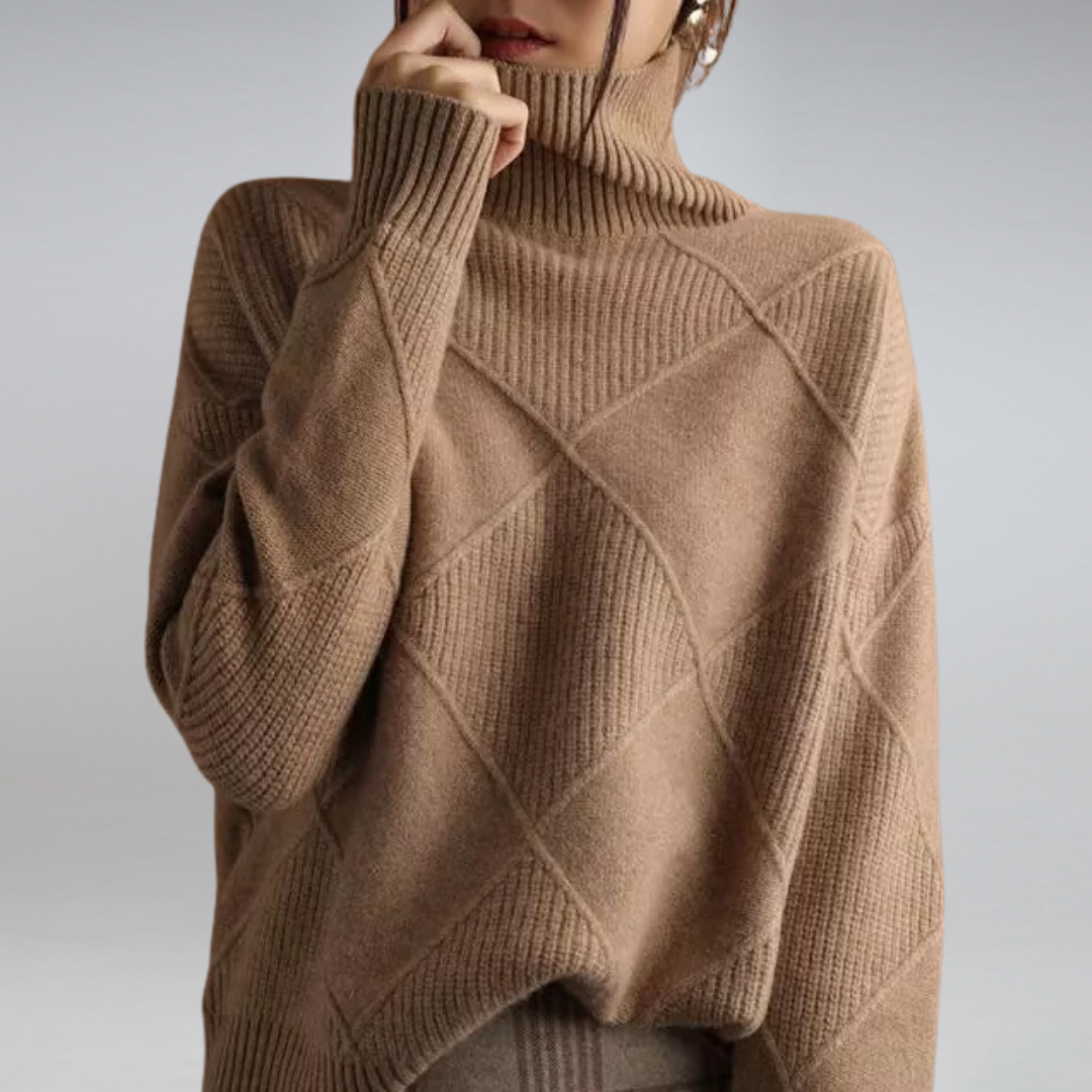 Camisola caxemira gola alta feminina, quente e elegante