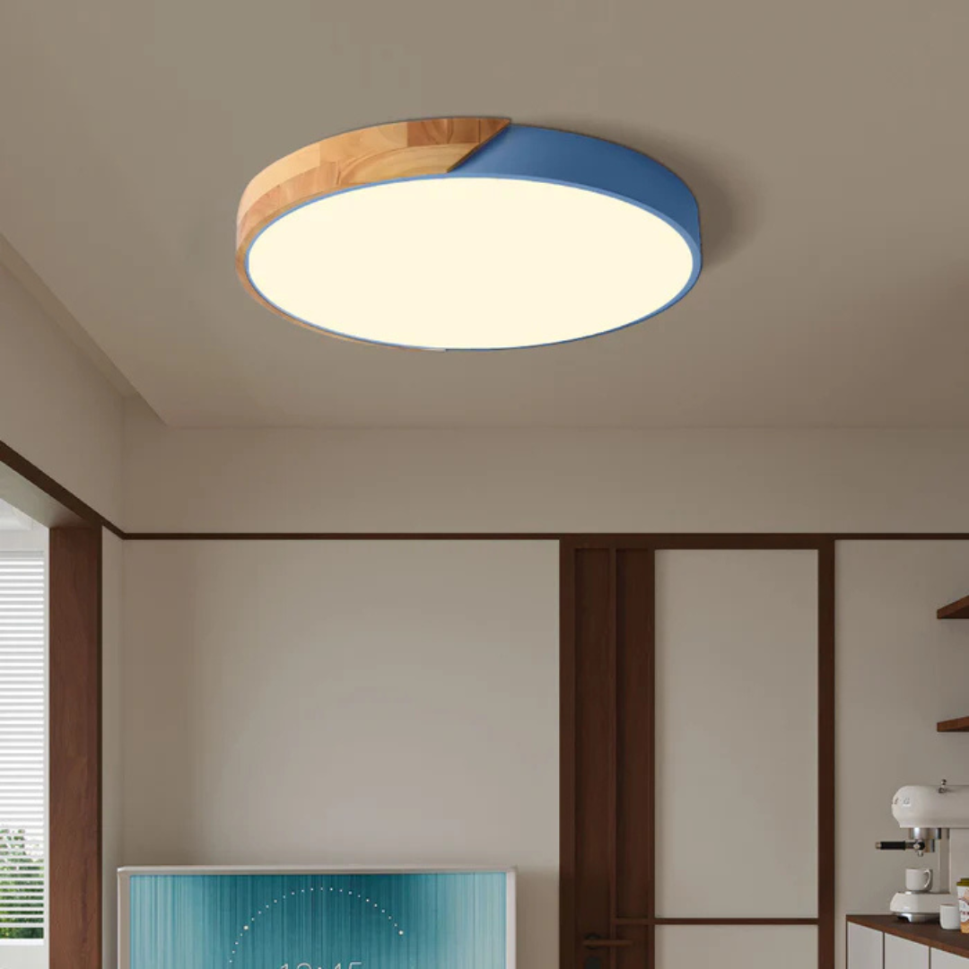 Candeeiro de Teto LED | Design Escandinavo, Madeira Natural | Dahlia