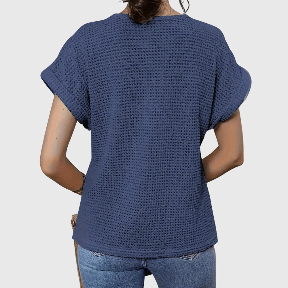 Nova | Blusa Feminina Meia Malha Rendada Decote Redondo