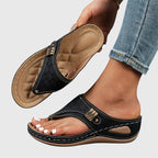 Bea | Sandálias Ortopédicas Femininas Cunha Slip-On Suporte Plantar
