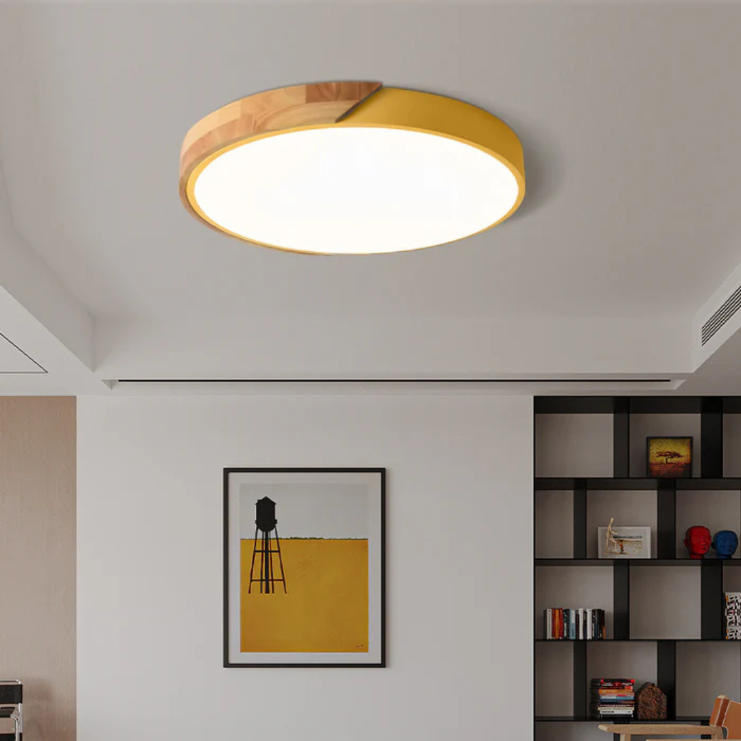 Candeeiro de Teto LED | Design Escandinavo, Madeira Natural | Dahlia