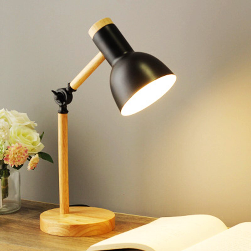 Fleur | Candeeiro de Mesa LED | Design Nórdico Ajustável | Metal e Madeira