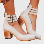 Florine | Botas Femininas Tornozelo Salto Bloco Fivelas