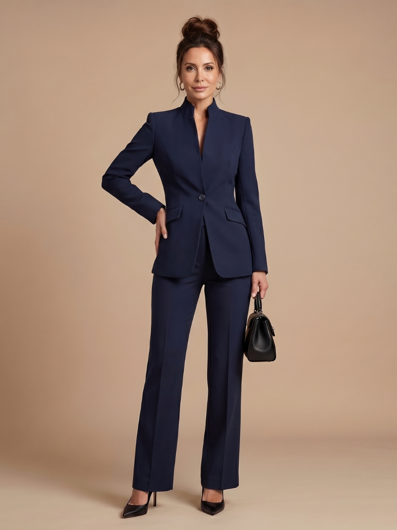 Linnea | Fato Feminino Duas Peças Gola Alta Calça Flare