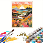 Ottoline | Pintura por Números Adultos | Paisagem Montanha ao Pôr do Sol | 40x50cm DIY
