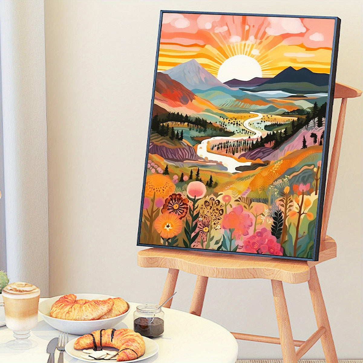 Ottoline | Pintura por Números Adultos | Paisagem Montanha ao Pôr do Sol | 40x50cm DIY