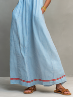 Liora | Vestido Longo Feminino Listrado Alças Finas Minimalista