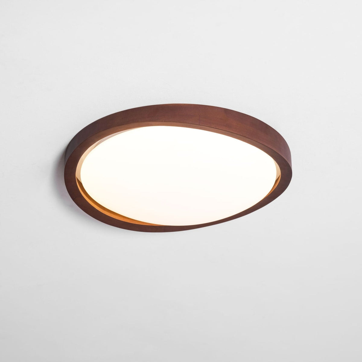 Veda | Candeeiro de Teto Flush | Efeito Madeira, Luz Tri-Cor | Tecido Moderno