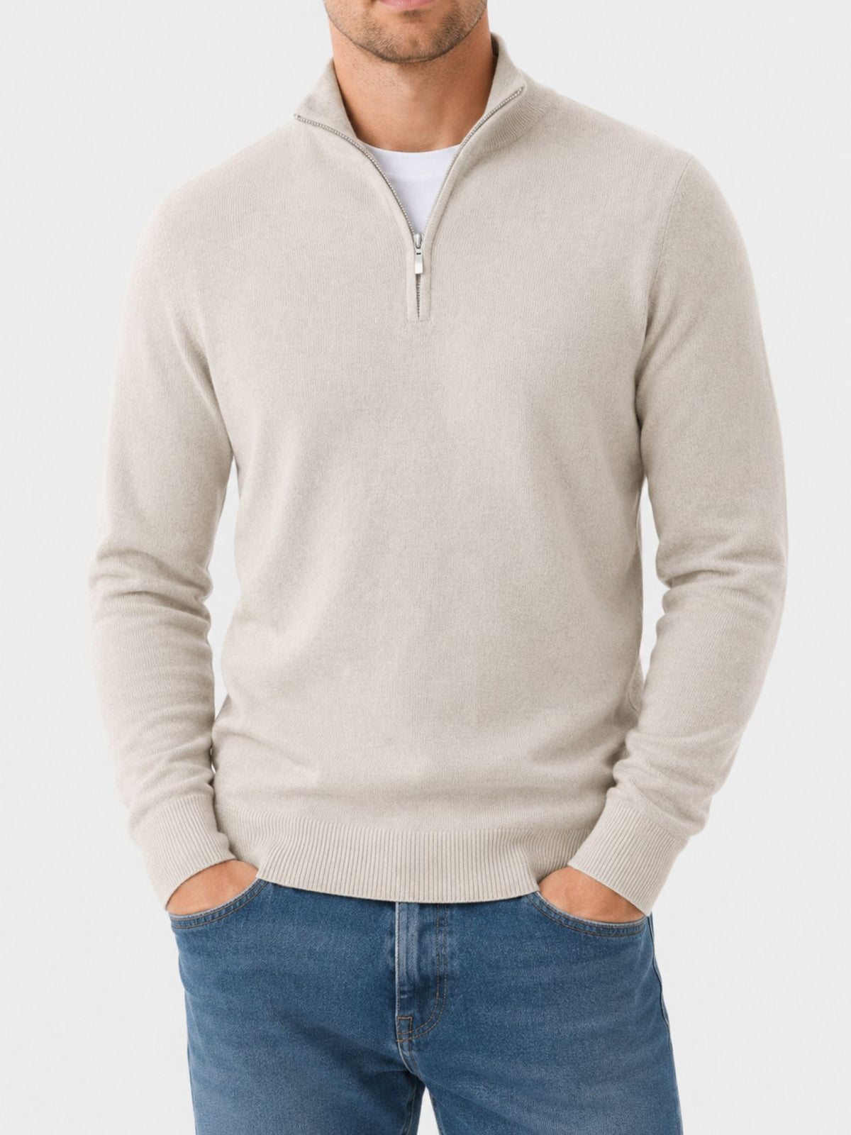 Aria | Camisola Masculina Merino Decote em V com Fecho