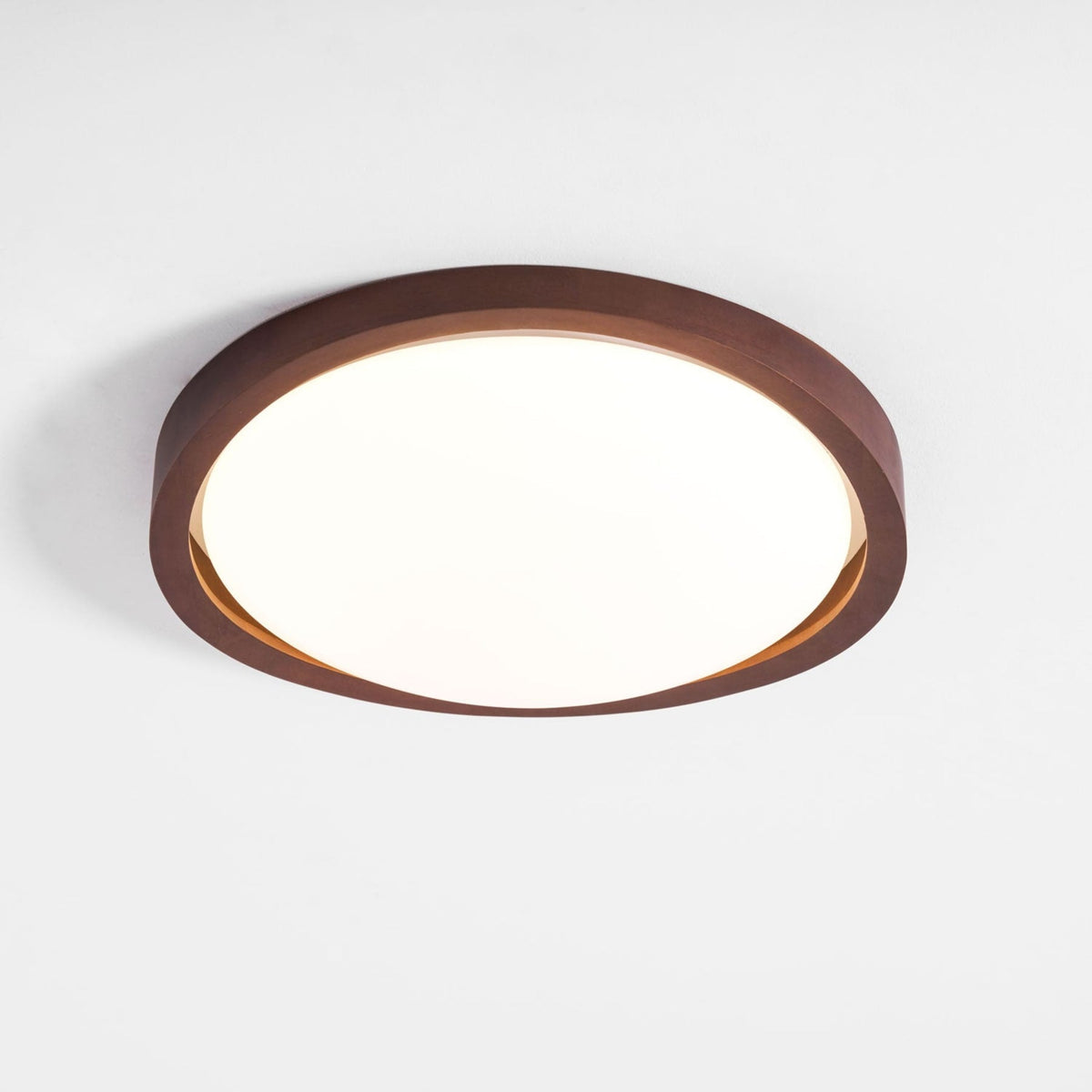 Veda | Candeeiro de Teto Flush | Efeito Madeira, Luz Tri-Cor | Tecido Moderno