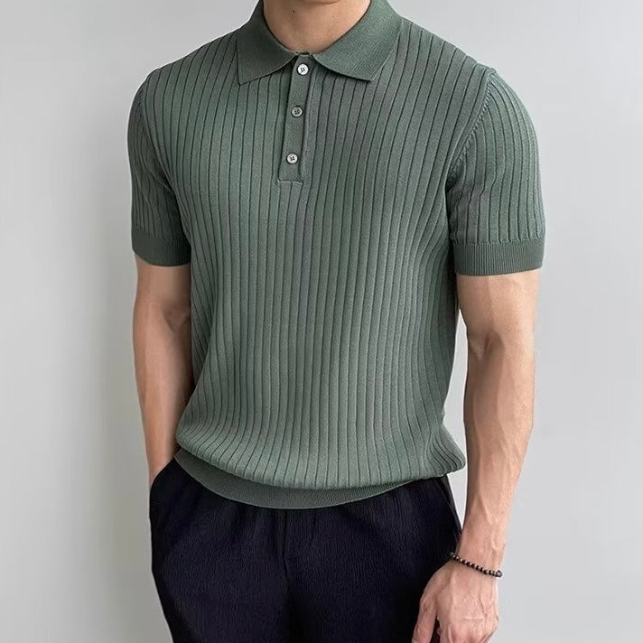 Homem Polo Tricot Algodão Canelado