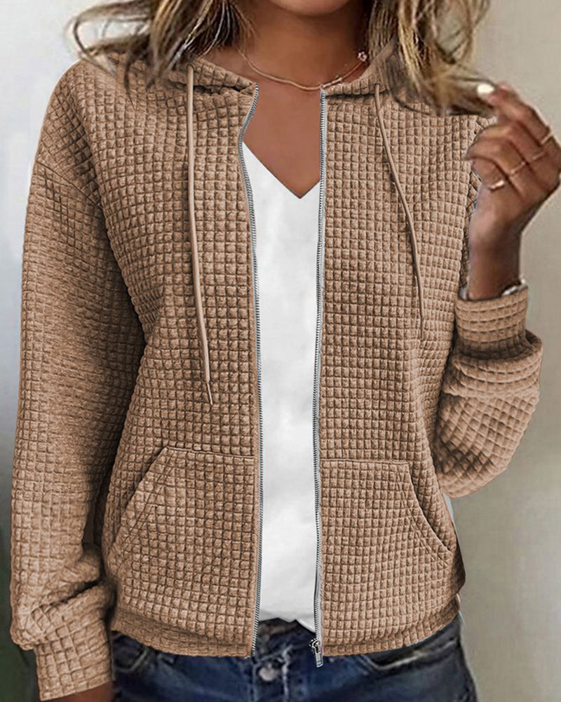 Vianne | Mulher Hoodie Texturizado com Fecho de Correr